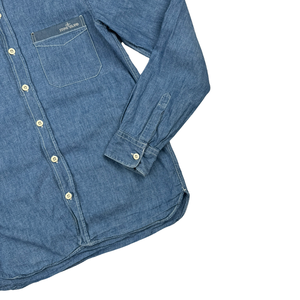 Stone Island Cotton 2014 Chambray Spellout Shirt - Small