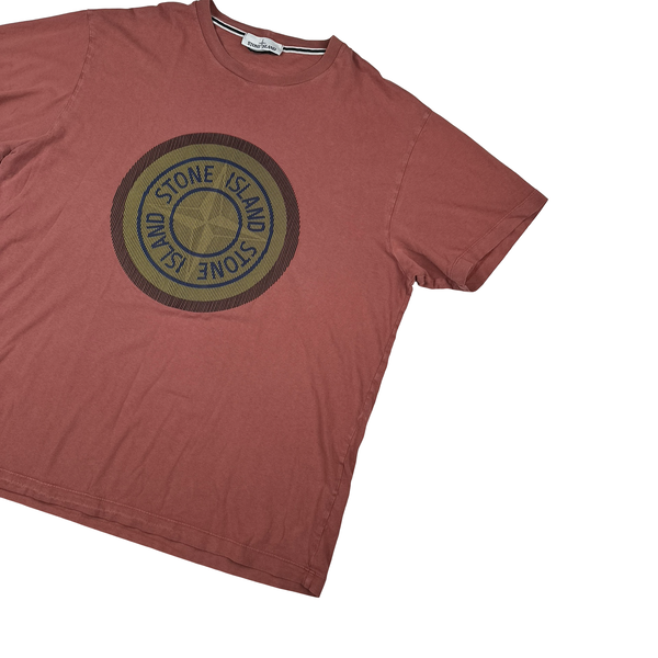 Stone Island Red 3D Rubber Logo T Shirt - 3XL