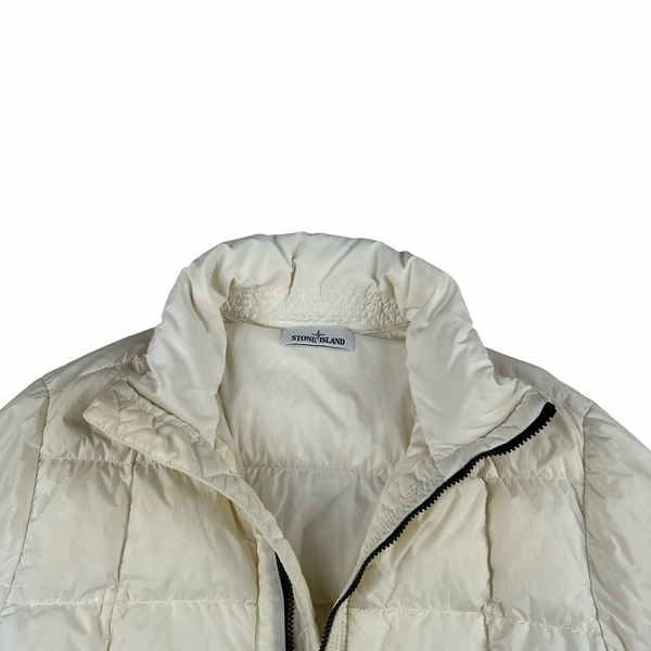 Stone Island 2018 White Garment Dyed Crinkle Reps Puffer Jacket - Small