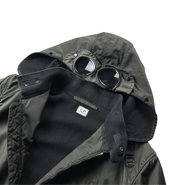 CP Company Dark Green Multi Pocket Nylon Wool Lined Goggle Jacket - XL
