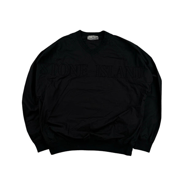 Stone Island 2023 Black Light Cotton Tela Spellout Pullover - Medium