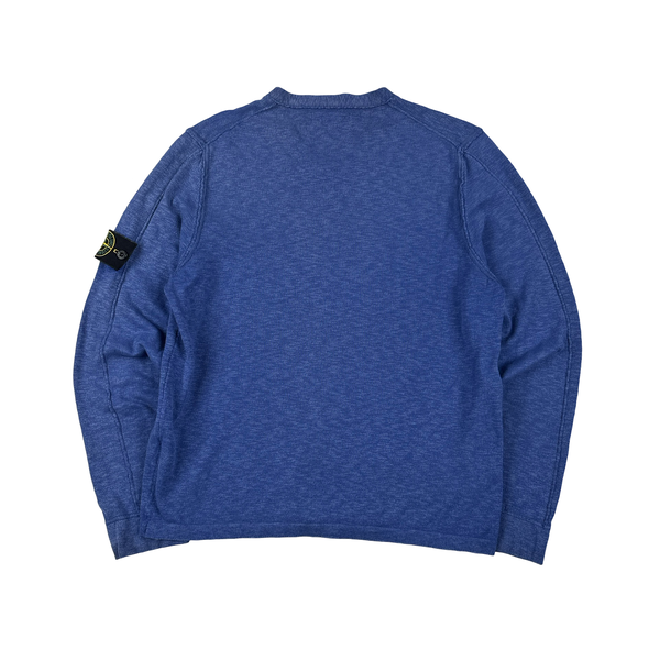 Stone Island 2006 Blue V Neck Knitted Crewneck Jumper - Large