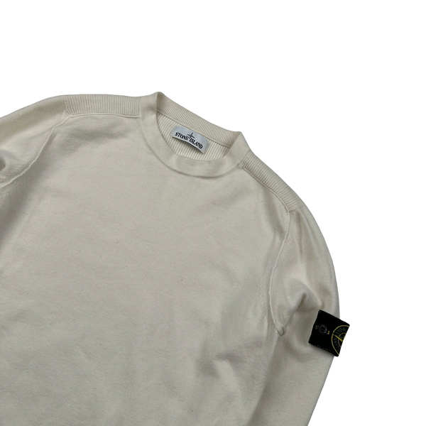 Stone Island 2019 Cream Wool Crewneck Jumper - Small