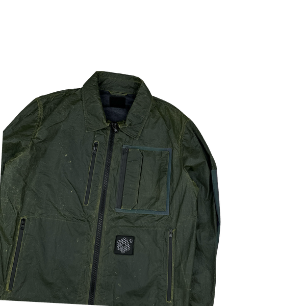 Plurimus Green Reflective Rubber Coated Zipped Overshirt - Large
