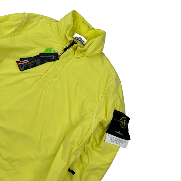 Stone Island 2022 Neon Yellow Comfort Tech Composite Polartec Pullover - Large