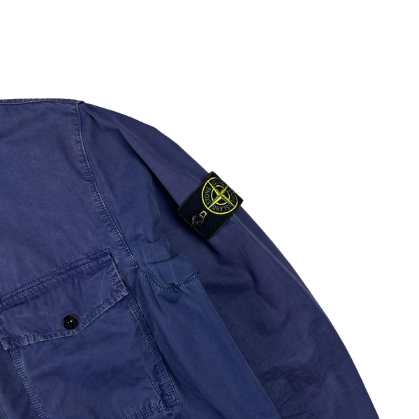 Stone Island 2018 Blue Hooded Cotton Overshirt Jacket - Large