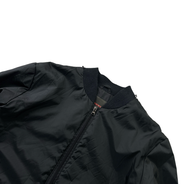 Prada Black Nylon Down Padded Bomber Jacket - XXL
