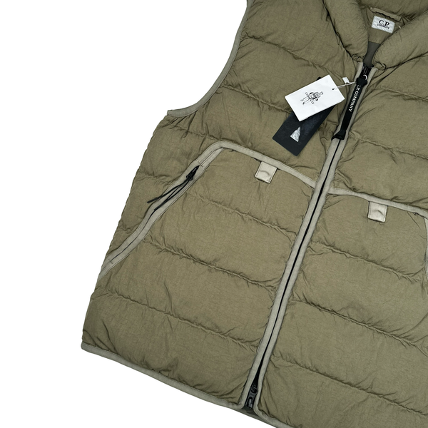 CP Company Khaki ECO CHROME-R Down Filled Puffer Gilet Jacket - Medium