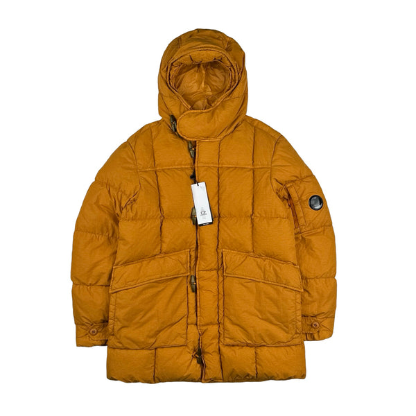 CP Company Orange Flatt Nylon Down Filled Lens Viewer Puffer Jacket - Small