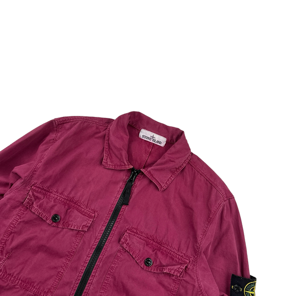 Stone Island 2019 Magenta Cotton Zipped Overshirt - Small