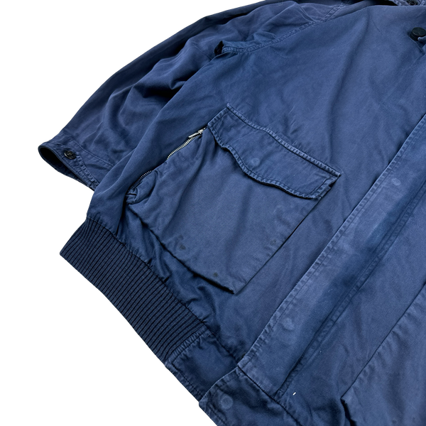 Stone Island Vintage 1980’s Navy Raso Gommato Hooded Jacket - XL