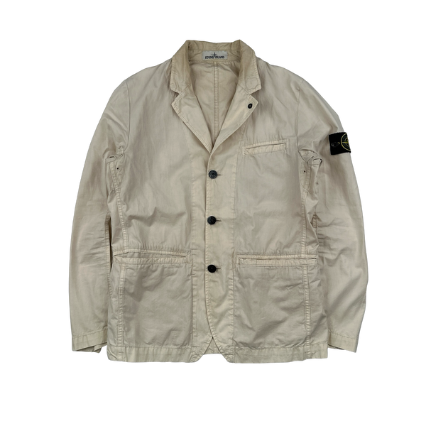Stone Island 2014 Cream Tela Smerigliata Blazer Jacket - Large