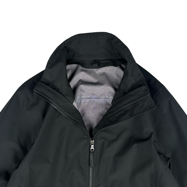Prada Black Red Tab Long Goretex Zipped Jacket - XL
