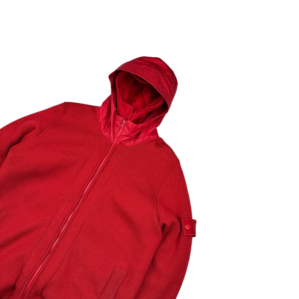 Stone Island 2013 Red Ghost Piece Mussola Gommta Hood Wool Dutch Rope Jacket - Large