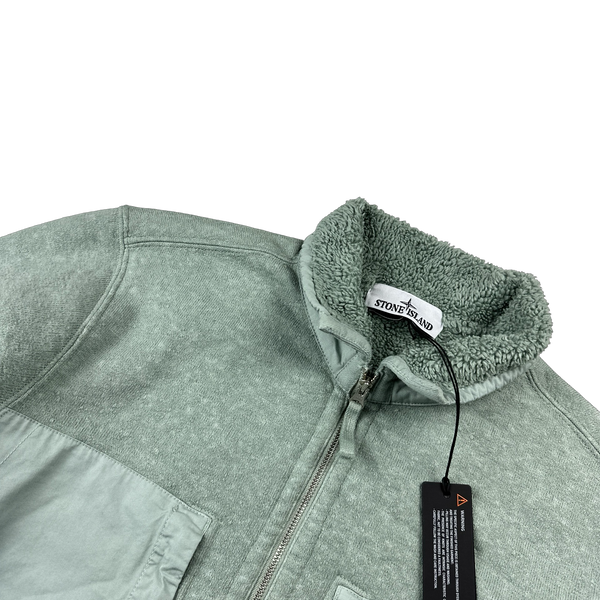 Stone Island 2023 Aqua Teddy Fleece Zipped Jumper- Small