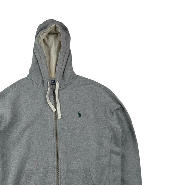 Ralph Lauren Heather Grey Zipped Hoodie - Large
