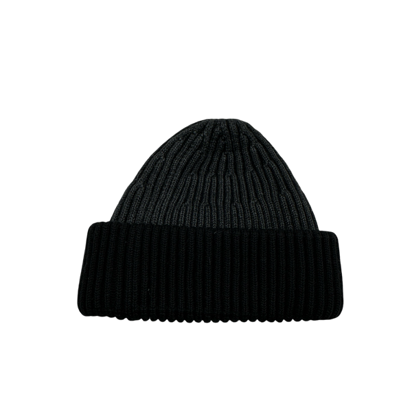 Stone Island 2011 Two Tone Grey Ribbed Wool Badge Beanie