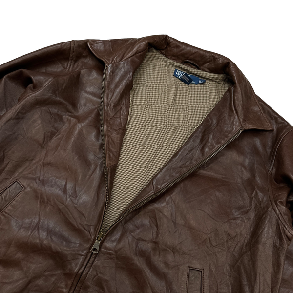 Ralph Lauren Brown Heavyweight Leather Jacket - Large
