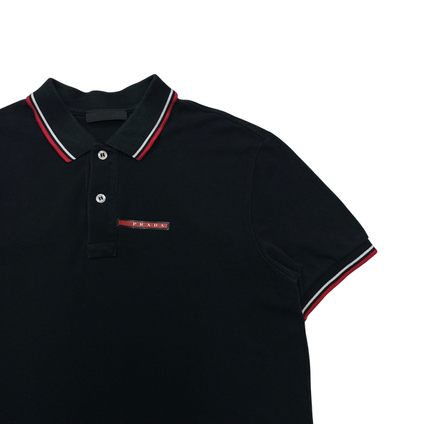 Prada Black Cotton Polo Shirt - Medium