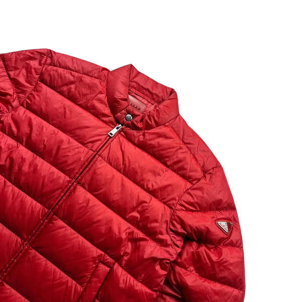 Prada Red Zipped Triangle Logo Puffer Jacket - Medium