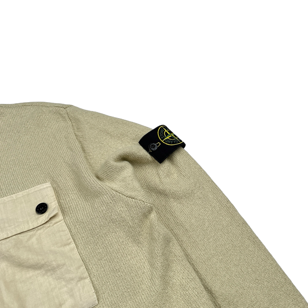 Stone Island 2024 Butter Yellow Hooded Cotton Knit Jumper - Medium & Large