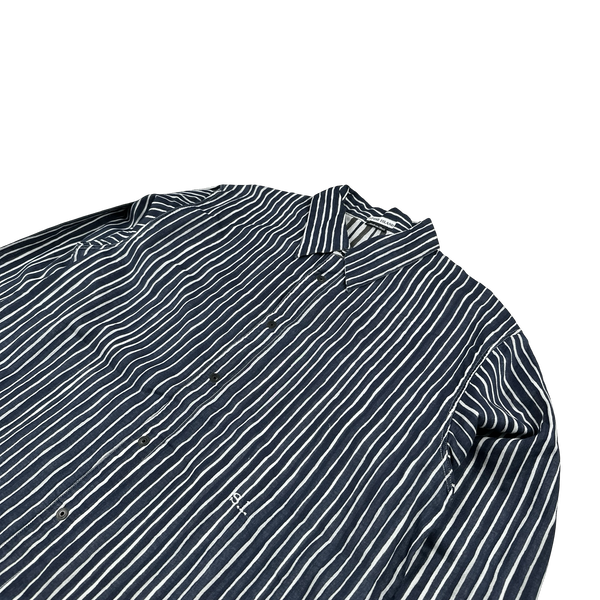 Stone Island 2003 Navy Painted Striped Linen Shirt - XL
