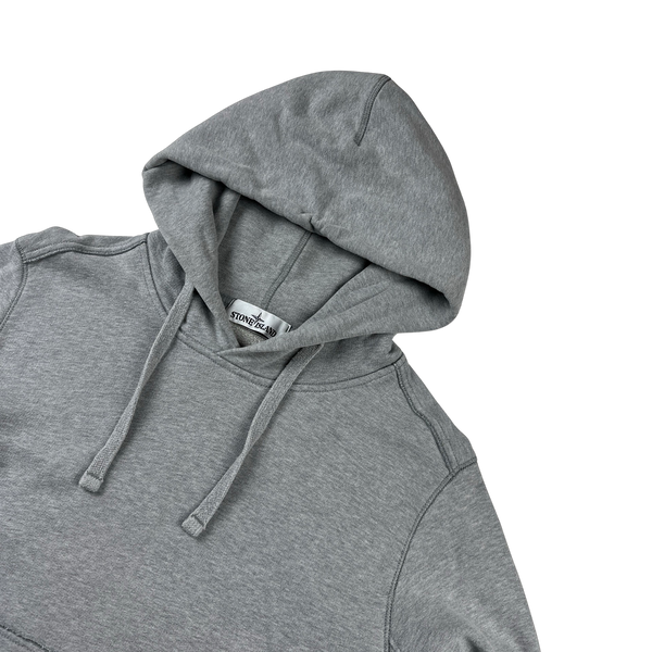 Stone Island Grey Cotton Pullover Hoodie - Small