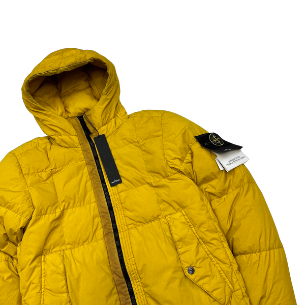 Stone Island 2018 Yellow Down Filled Crinkle Puffer Jacket - Small