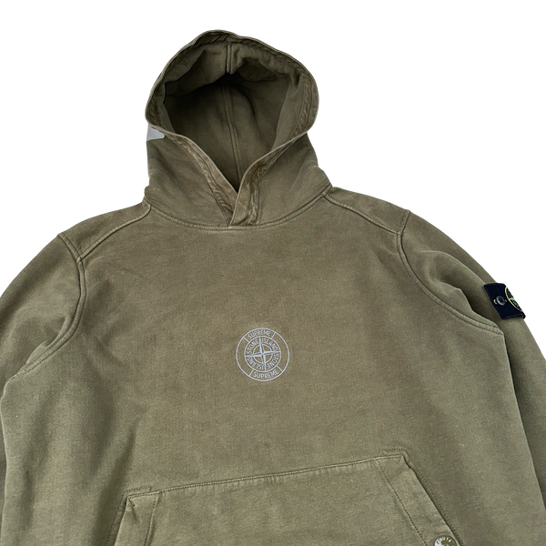 Stone Island Supreme 2017 Khaki Reflective Hoodie - Large