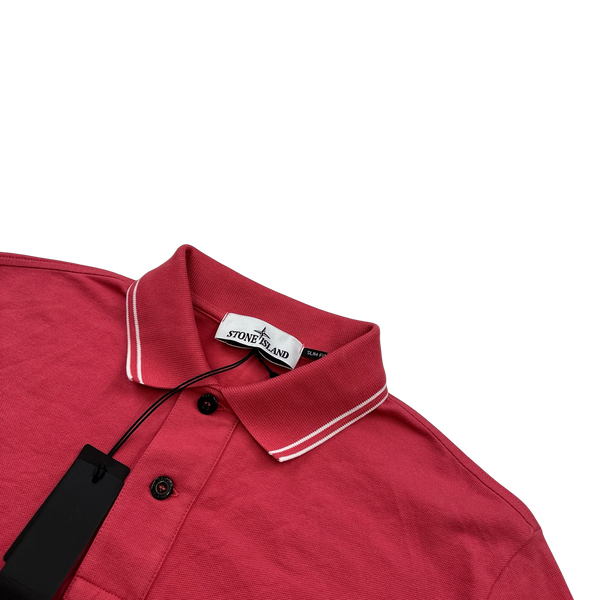 Stone Island 2023 Coral Red Short Sleeved Polo Shirt - Small