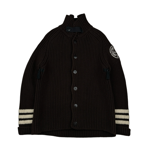 Stone Island 2005 Heavyweight Wool Knit Spellout Cardigan - XL
