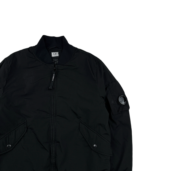 CP Company Black Nycra Quilted Lined Bomber Jacket - Large
