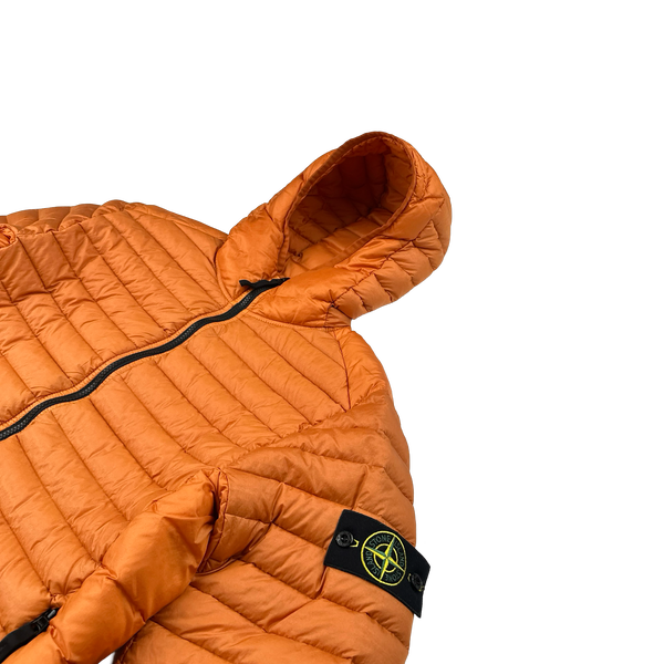 Stone Island 2023 Orange Loom Woven Down Puffer Jacket - Small