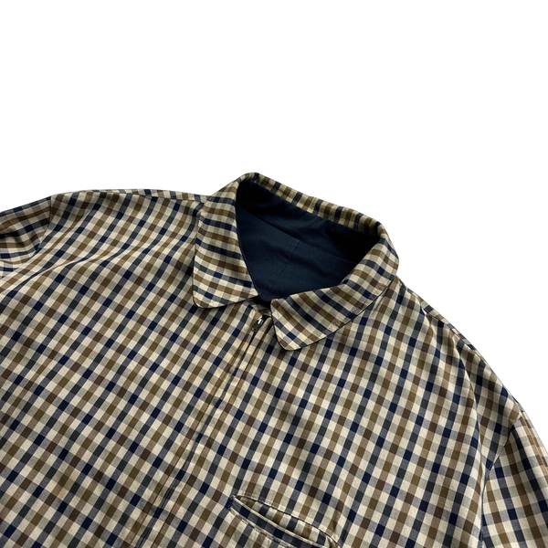 Aquascutum Checked Cotton Reversible Navy Harrington Jacket XXL
