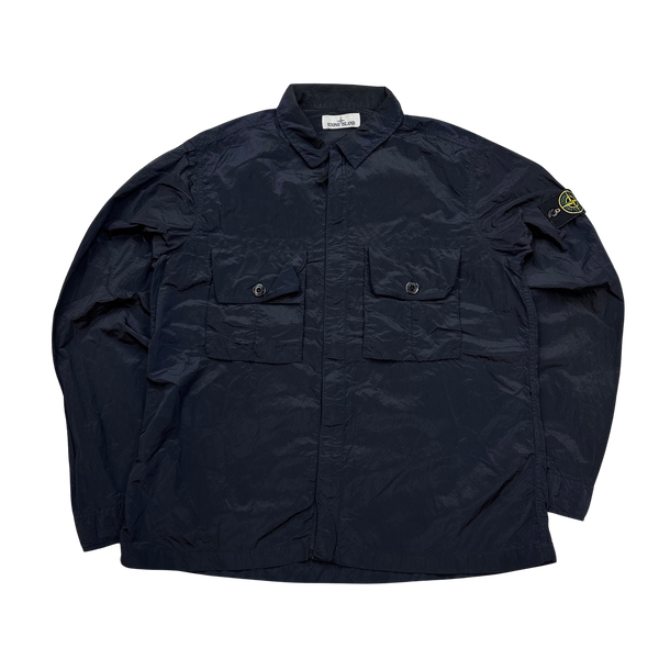 Stone Island 2017 Navy Nylon Metal Shimmer Overshirt - XL