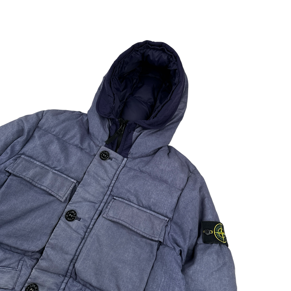 Stone Island Purple Lino Resinato Down-TC Puffer Jacket - Small