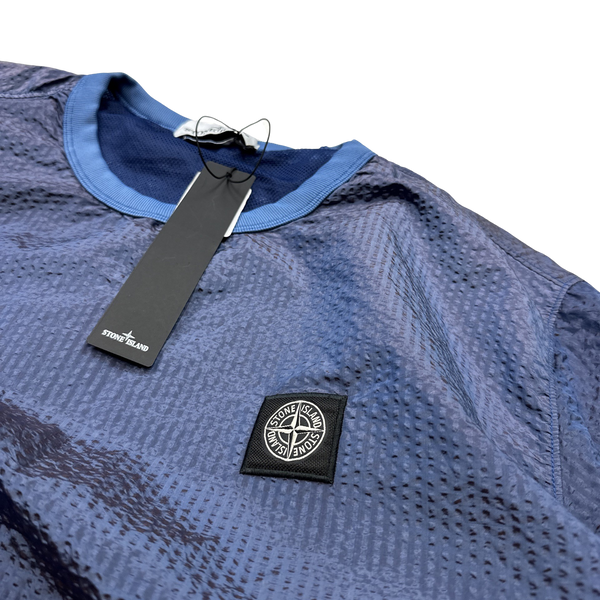Stone Island 2017 Blue Poly Frame 3D Effect Nylon Pullover Jumper - XL