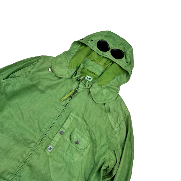 CP Company Green Lino Flax Cotton La Mille Goggle Jacket - XL