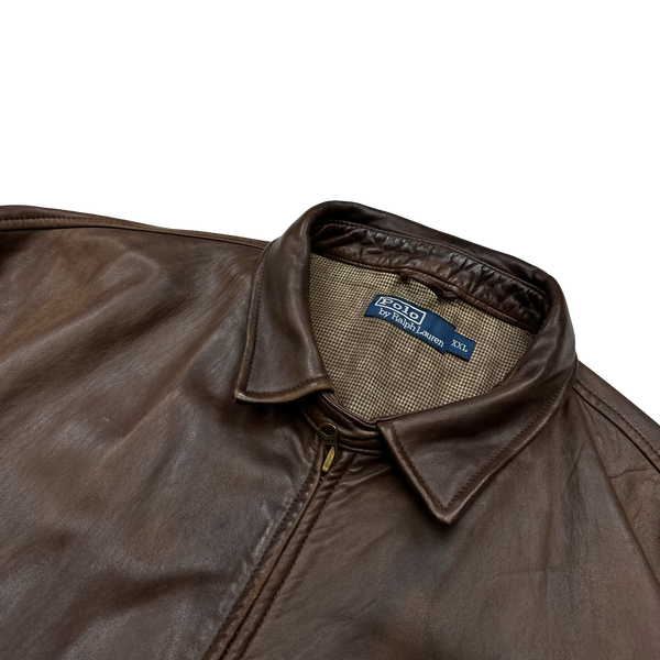 Ralph Lauren Brown Heavyweight Leather Jacket - XXL