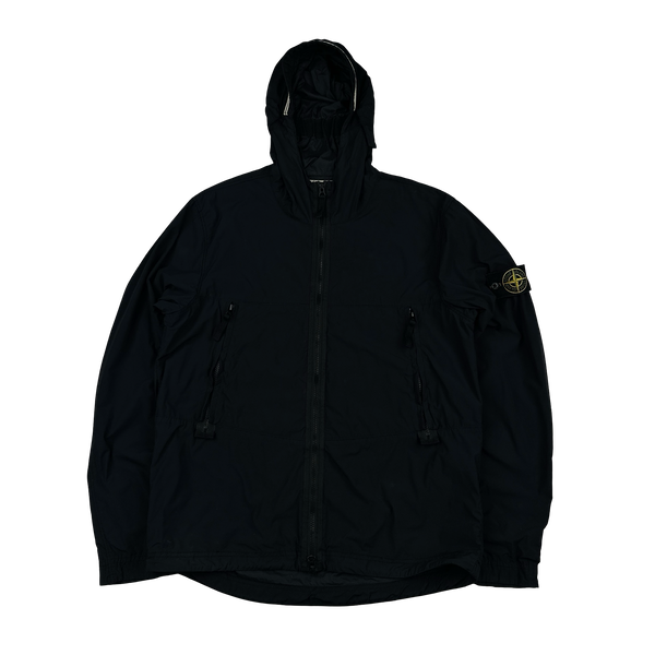 Stone Island 2021 Black Skin Touch Nylon Hooded Jacket - Medium