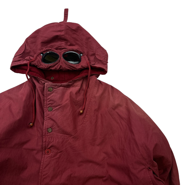 CP Company Red Fleece Lined Ideas From Massimo Osti Green Lens Goggle Jacket - 3XL