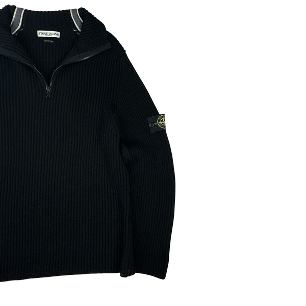 Stone Island 2005 Striped Heavyweight Wool Pullover Quarter Zip Knit - XL