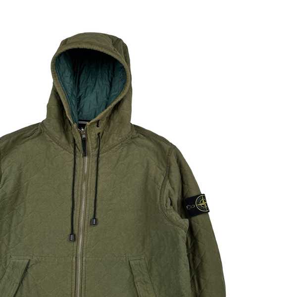 Stone Island 2010 Green Reversible Nylon/Cotton Hooded Jacket - XL