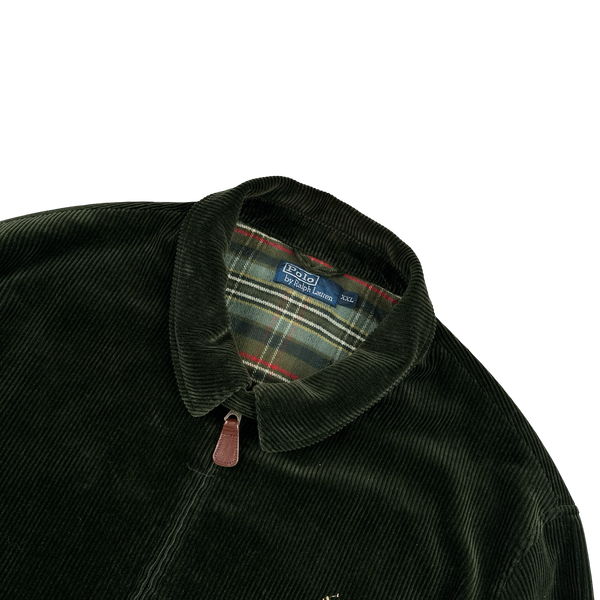 Ralph Lauren Heavy Emerald Green Corduroy Cotton Lined Zipped Jacket - XXL