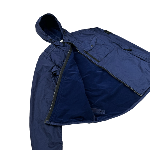 Stone Island 2015 Blue Lamy Flock Velvet Lined Jacket - Medium