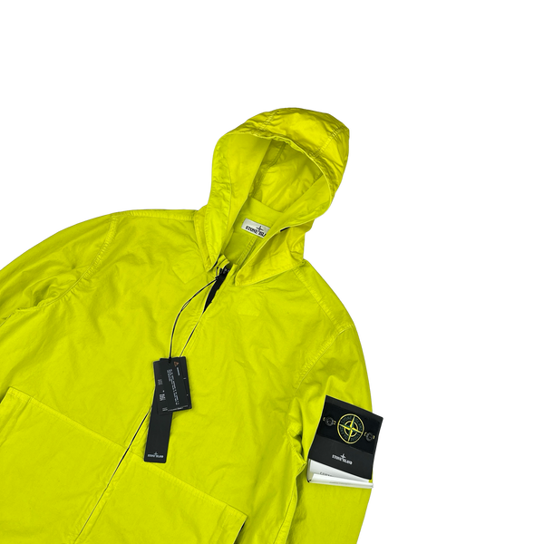 Stone Island 2021 Neon Yellow Cotton Cordura Hooded Jacket -Medium