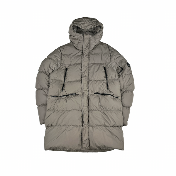 CP Company Beige Nycra Down Filled Puffer Long Jacket - Large