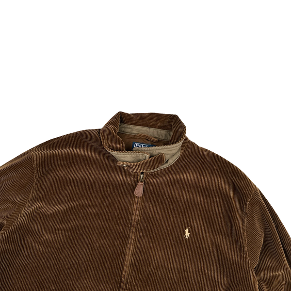 Ralph Lauren Brown Corduroy Cotton Lined Zipped Jacket - XL