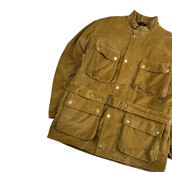 Belstaff Brown Trailmaster Multi Pocket Field Corduroy Zipped Heavyweight Jacket - Large