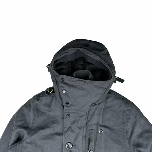 Ma Strum Dark Grey Quilted Multipocket Buttoned Jacket - Medium